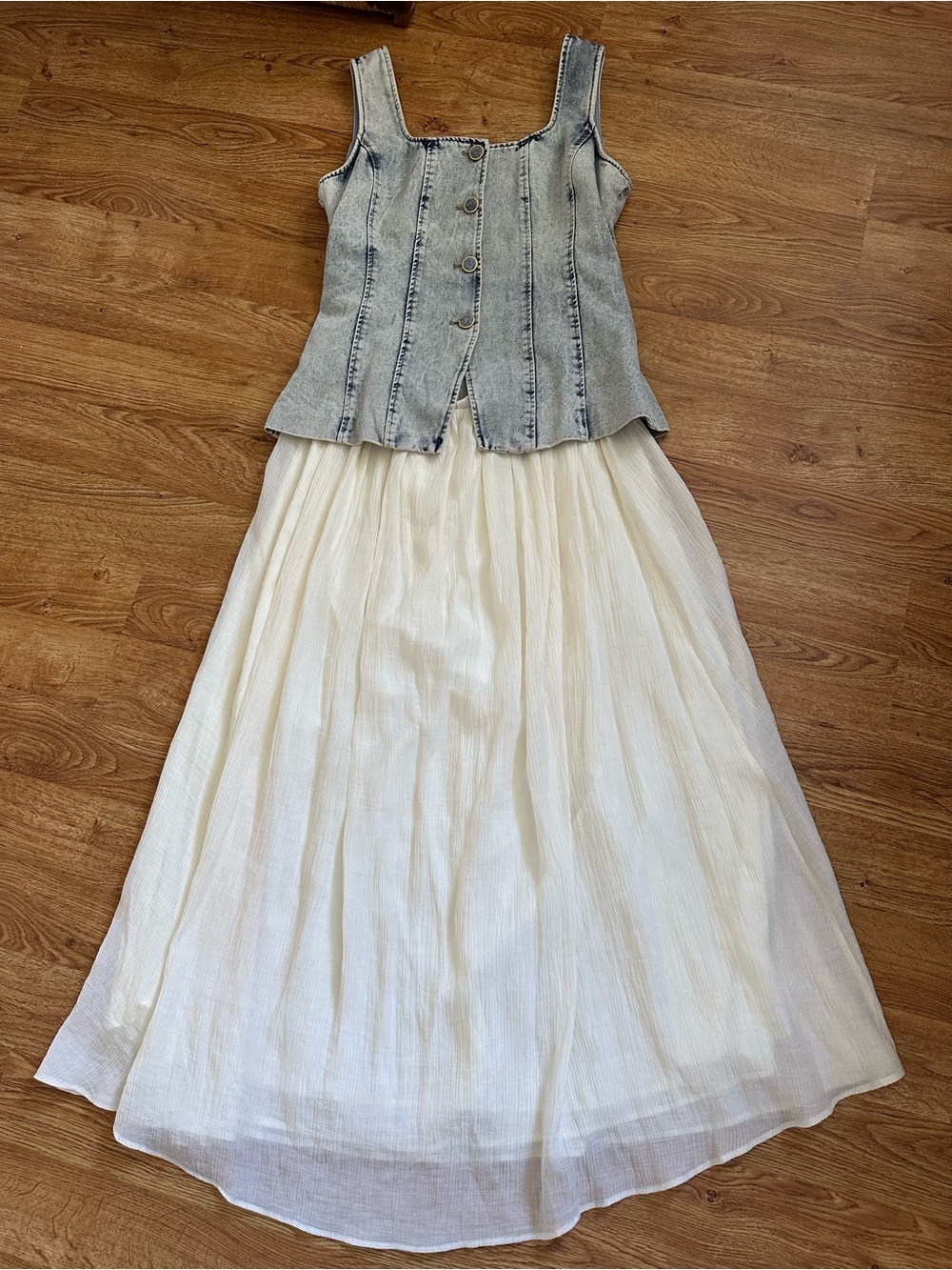NWOT Moon River Denim Top Maxi Dress M